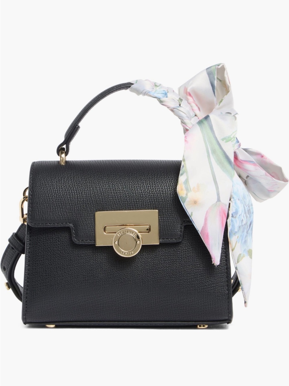 Ted Baker lil Top-Handle Black Satchel with Floral Scarf